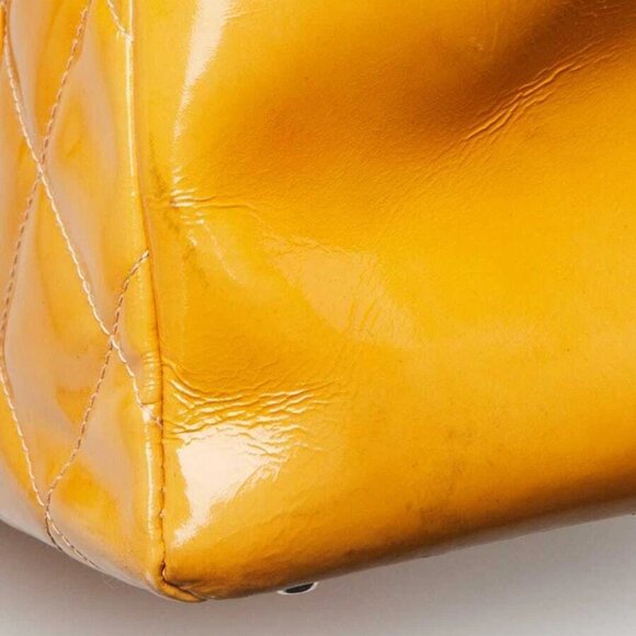 Chanel Yellow Quilted Patent Leather Large Frame Top Tote Bag - Picture 7 of 12